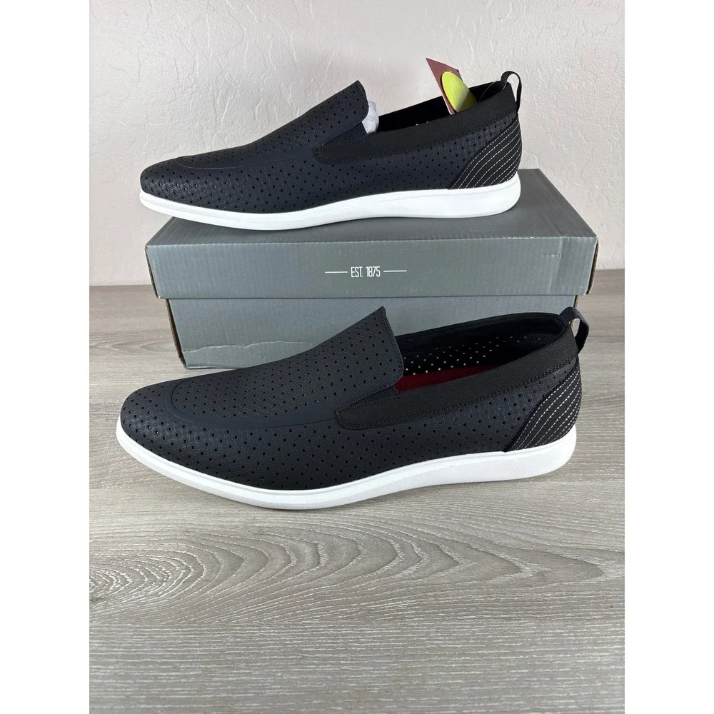 Stacy Adams Remy Mens 13 M Black Perforated Slip On Sneakers‎ Redzone 25658-001